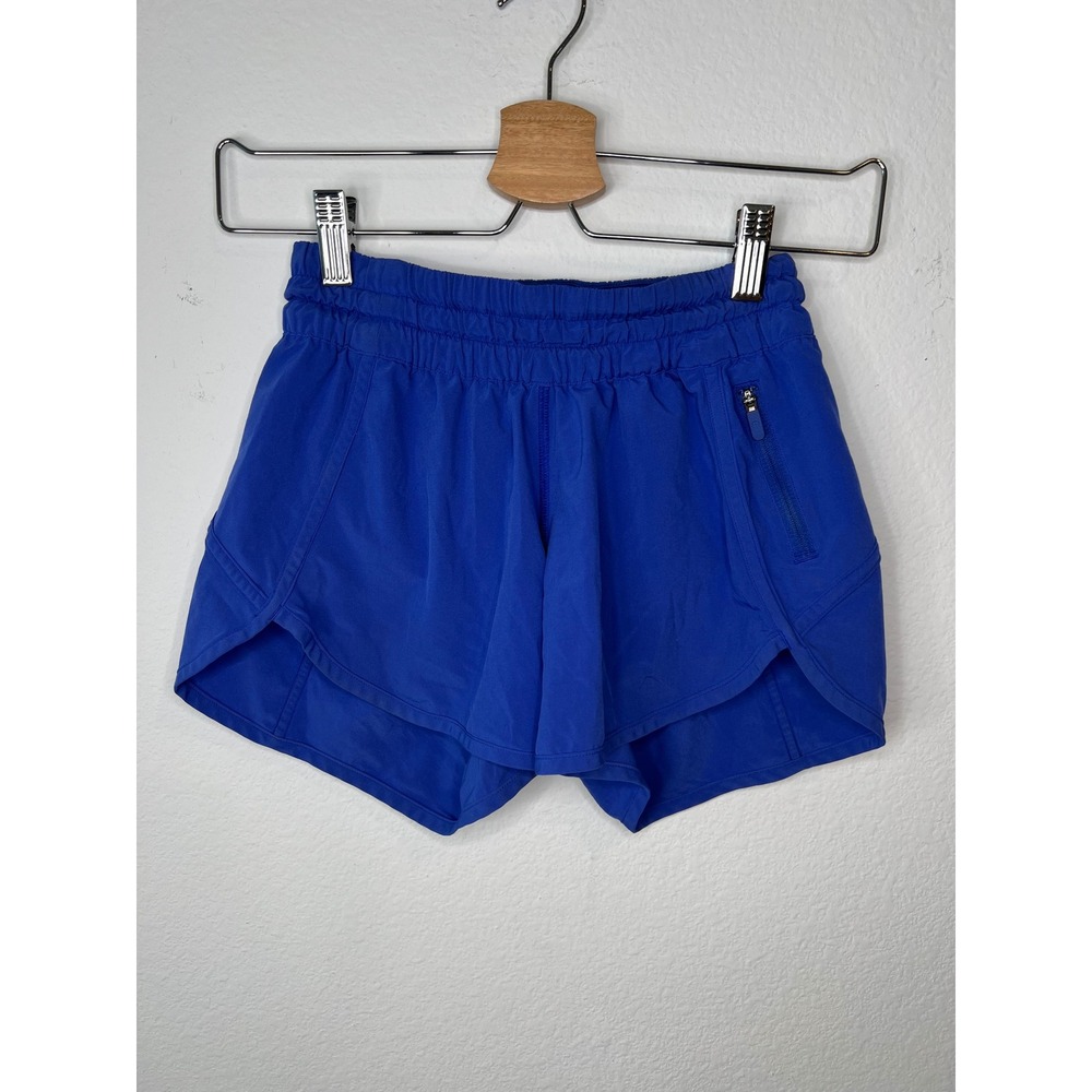 Lululemon Womens Tracker Short V Zipper Pocket Blue Size 2